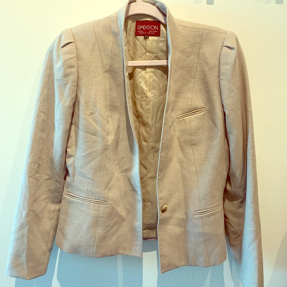Sasson 2 Piece Blazer & Skirt - Beige vintage